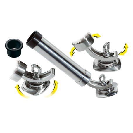 Porta Cañas Articulado Elegante en Acero Inox. para Cubierta