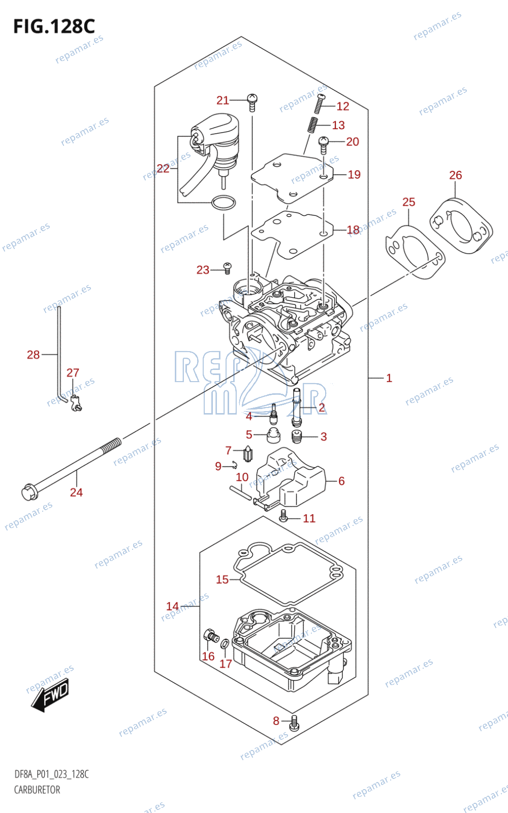 128C - CARBURETOR (DF8AR)