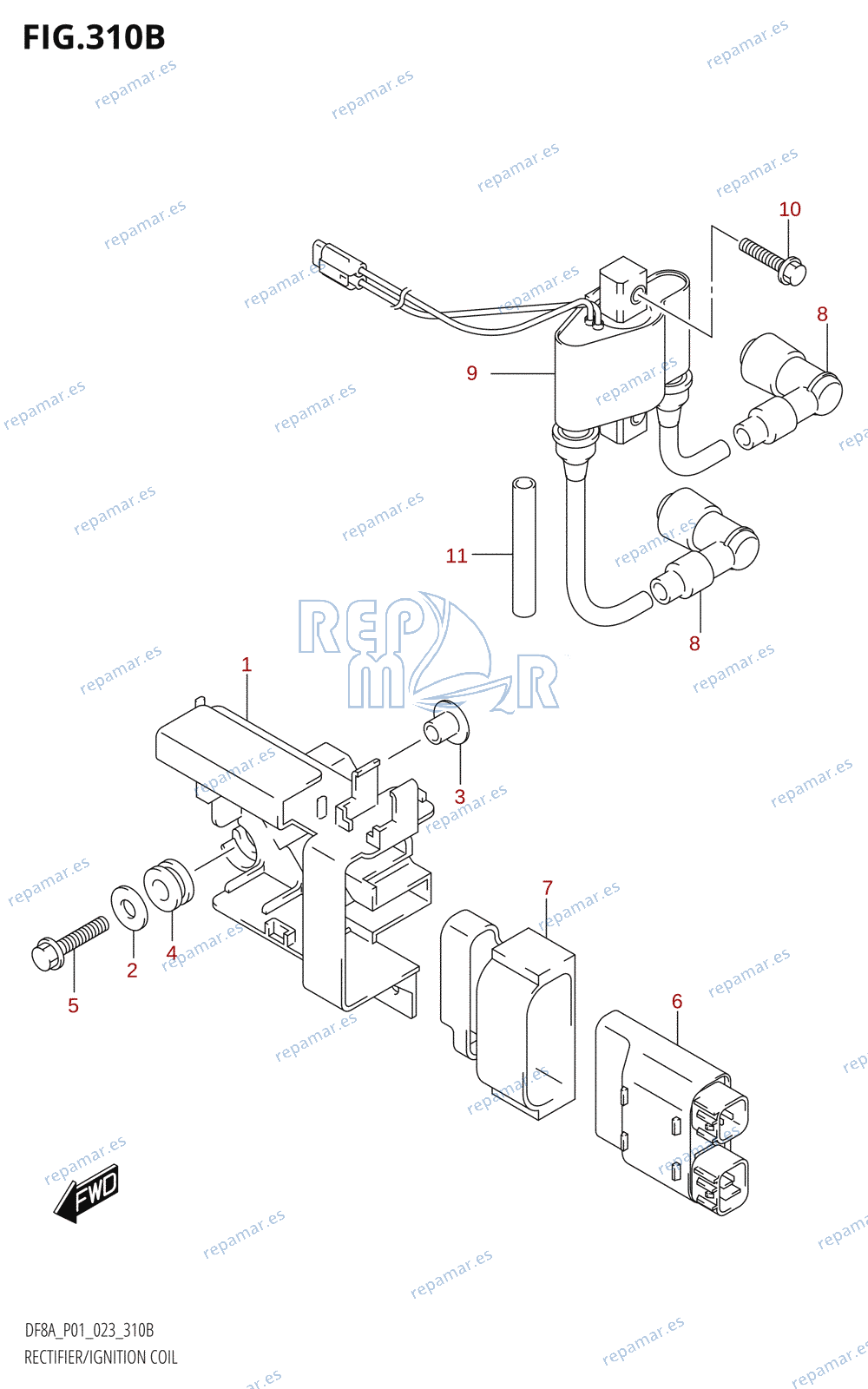 310B - RECTIFIER / IGNITION COIL ((DF8A,DF9.9A):023)