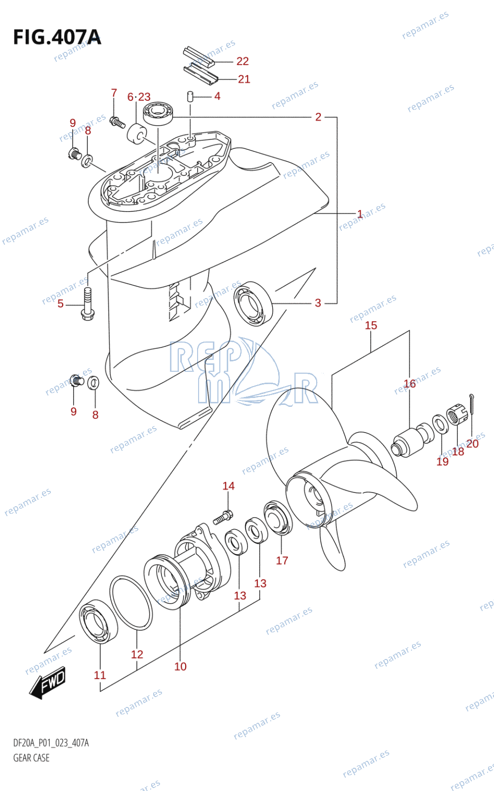 407A - CARCASA ENGRANAJES (P01:3 BLADE)