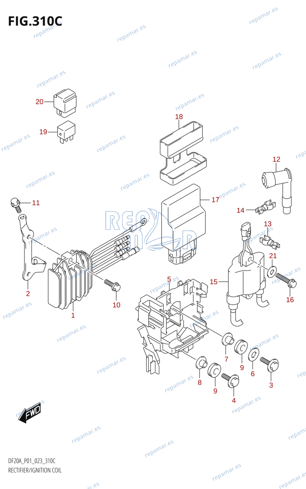 310C - RECTIFIER / IGNITION COIL (SEE NOTE)