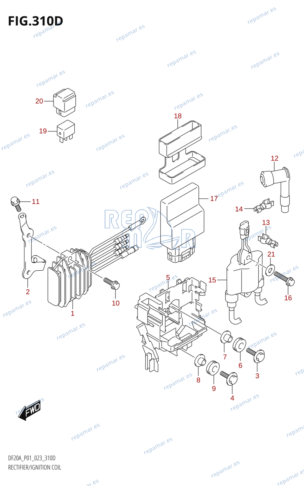 310D - RECTIFIER / IGNITION COIL (SEE NOTE)