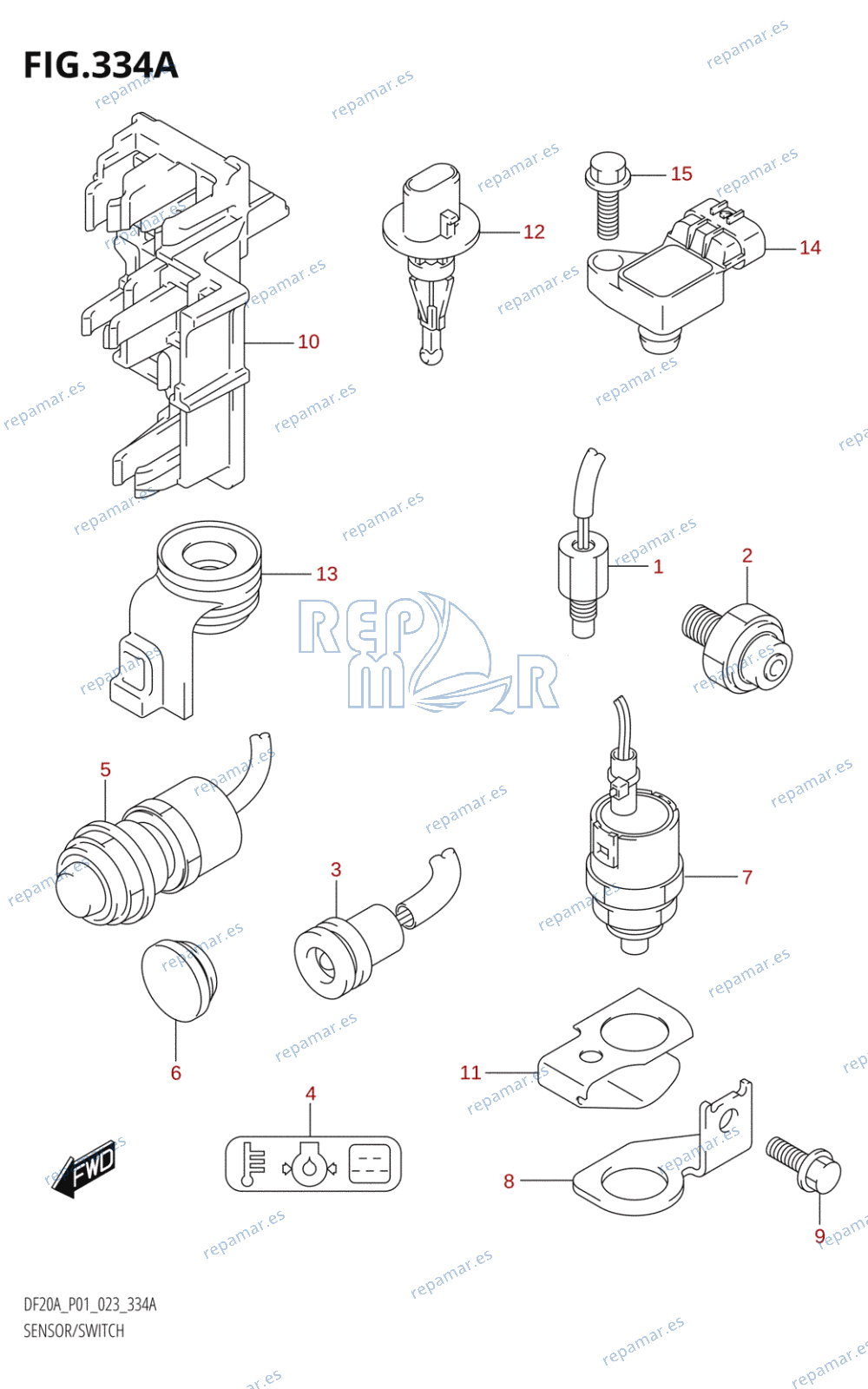 334A - SENSOR / SWITCH ((DF9.9B,DF15A,DF20A):P01)