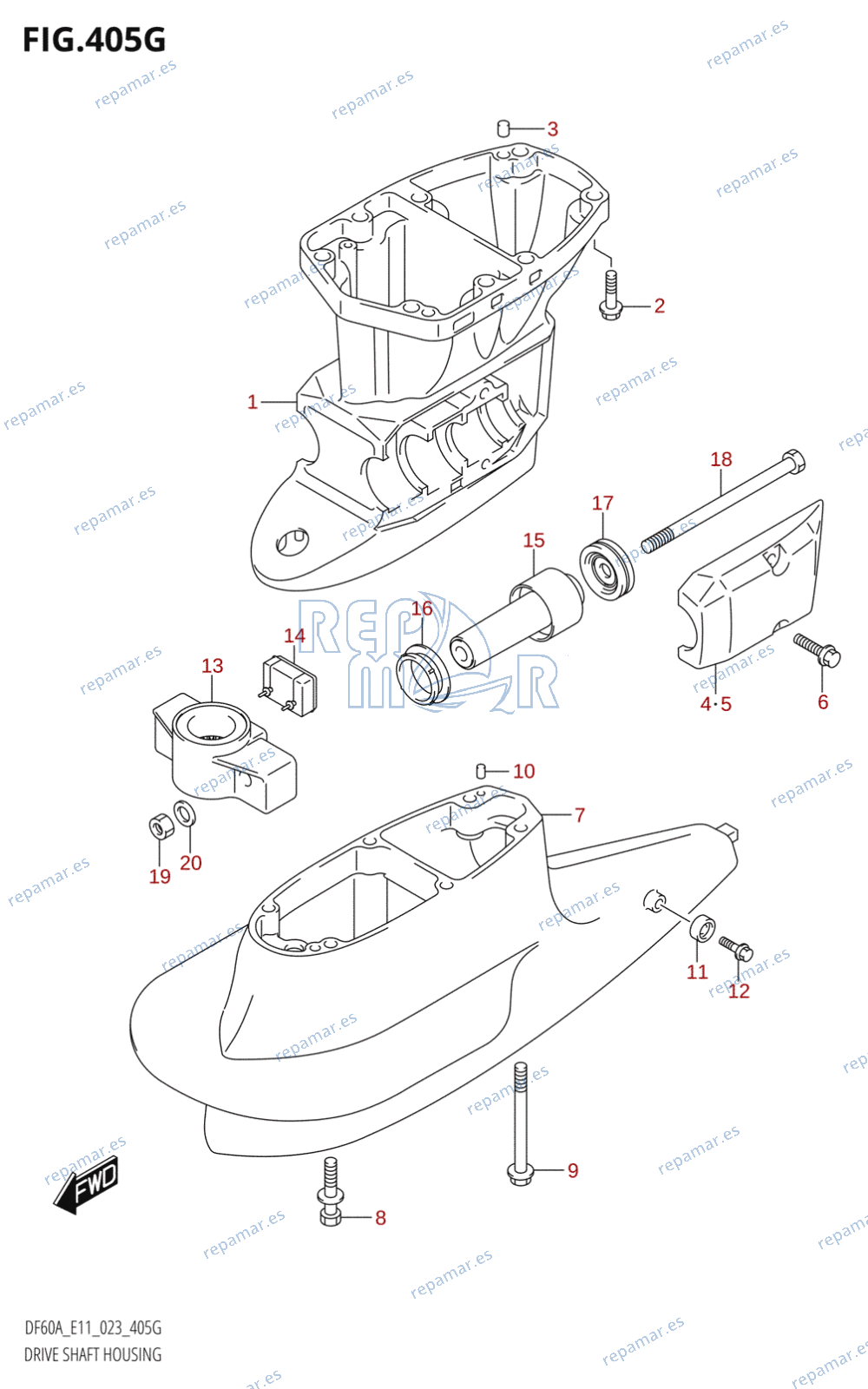 405G - DRIVE SHAFT HOUSING (DF50AVTH:E01,(DF50AVT)
