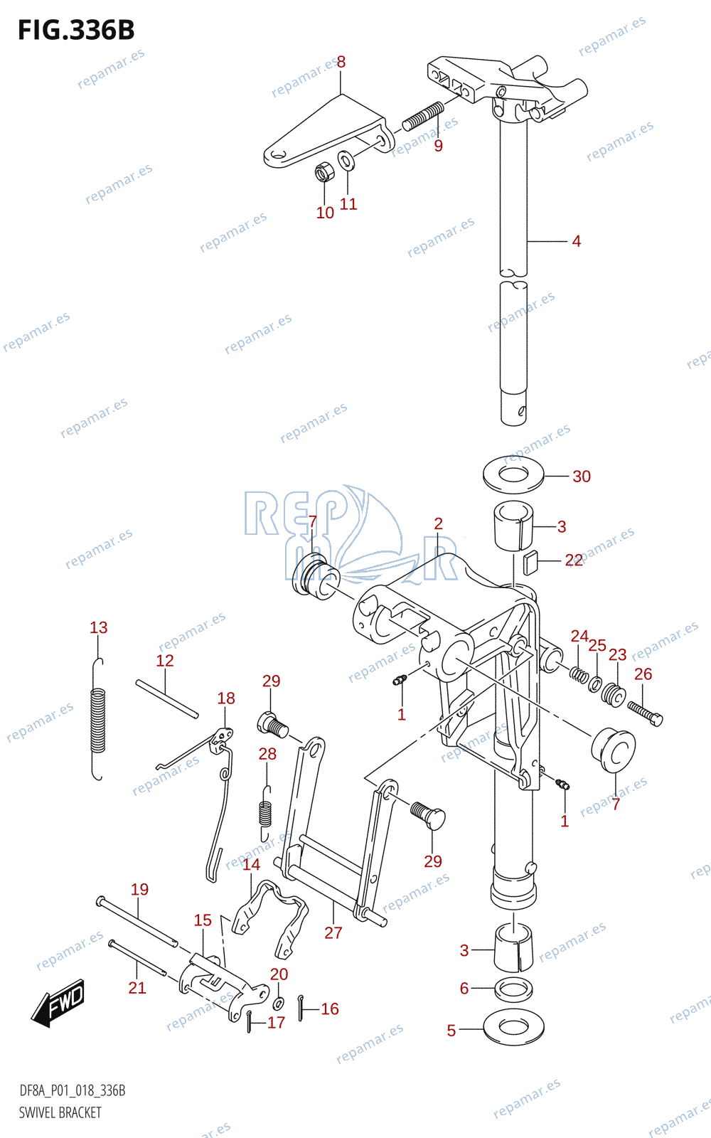 336B - SWIVEL BRACKET (DF8AR,DF9.9AR)