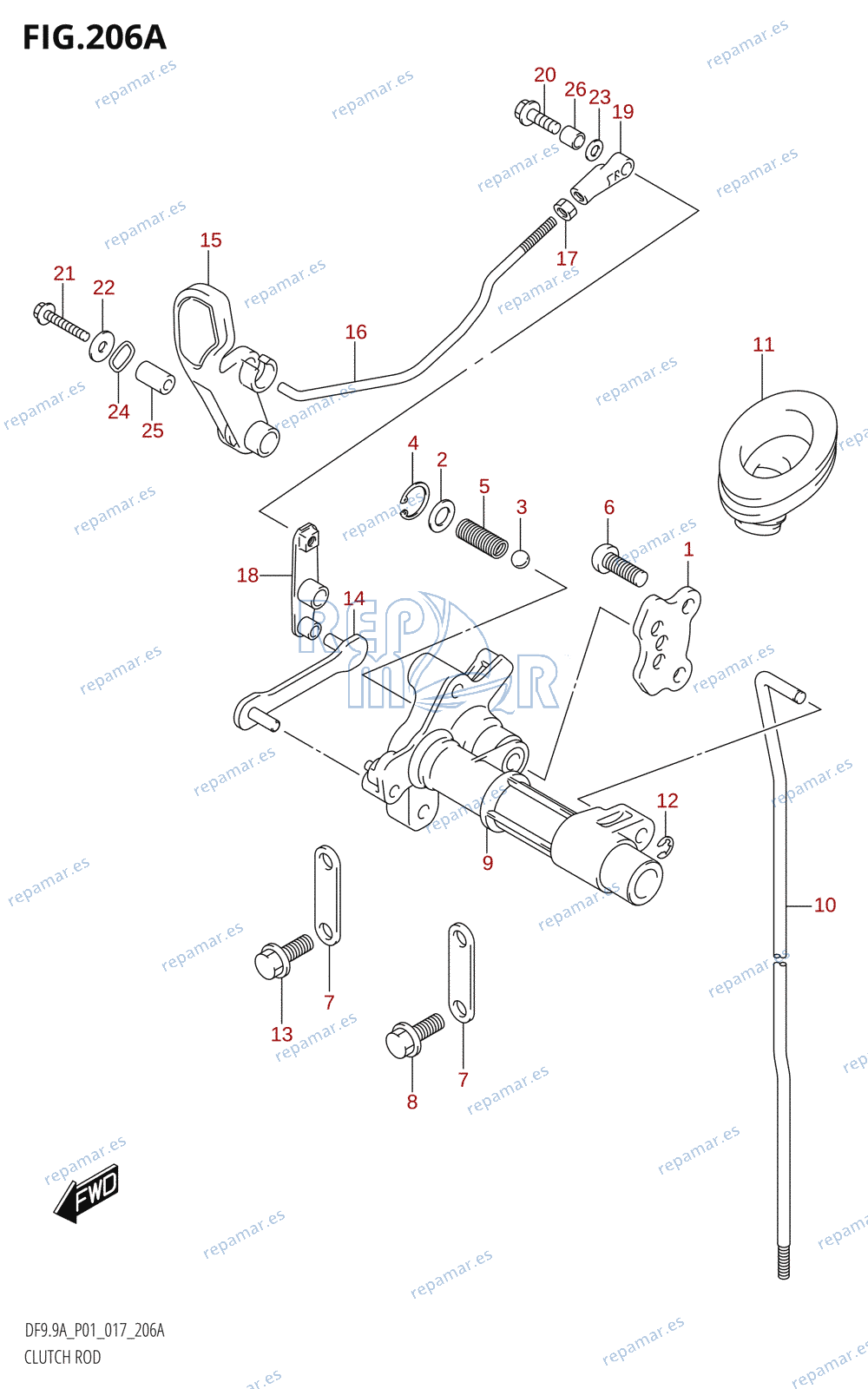 206A - CLUTCH ROD (DF8A:P01)