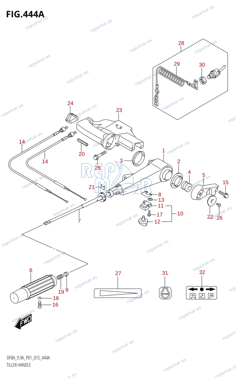 444A - TILLER HANDLE (DF8A:P01)