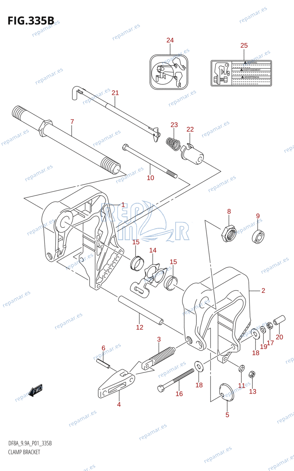 335B - CLAMP BRACKET (DF8AR,DF9.9AR)