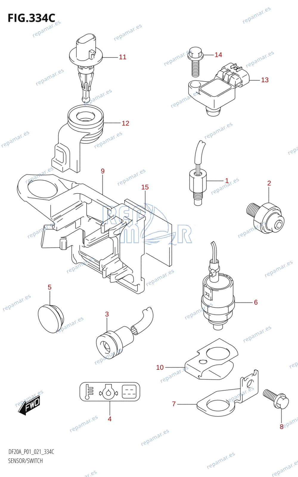 334C - SENSOR / SWITCH (DF9.9BR,DF9.9BT,DF15AR,DF15AT,DF20AR,DF20AT)