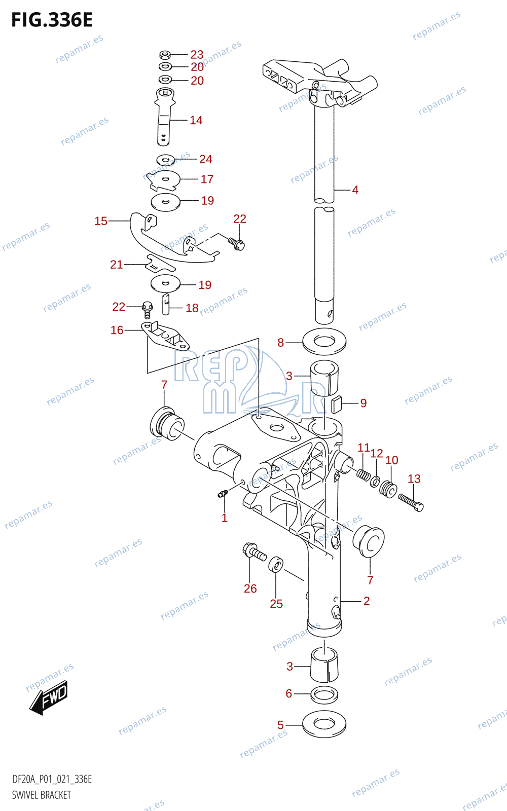 336E - SWIVEL BRACKET (DF9.9BTH,DF20ATH)