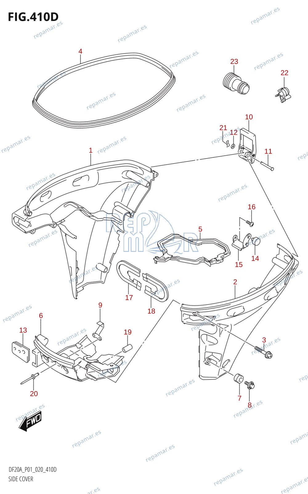 410D - SIDE COVER (DF9.9BT,DF15AT,DF20AT)