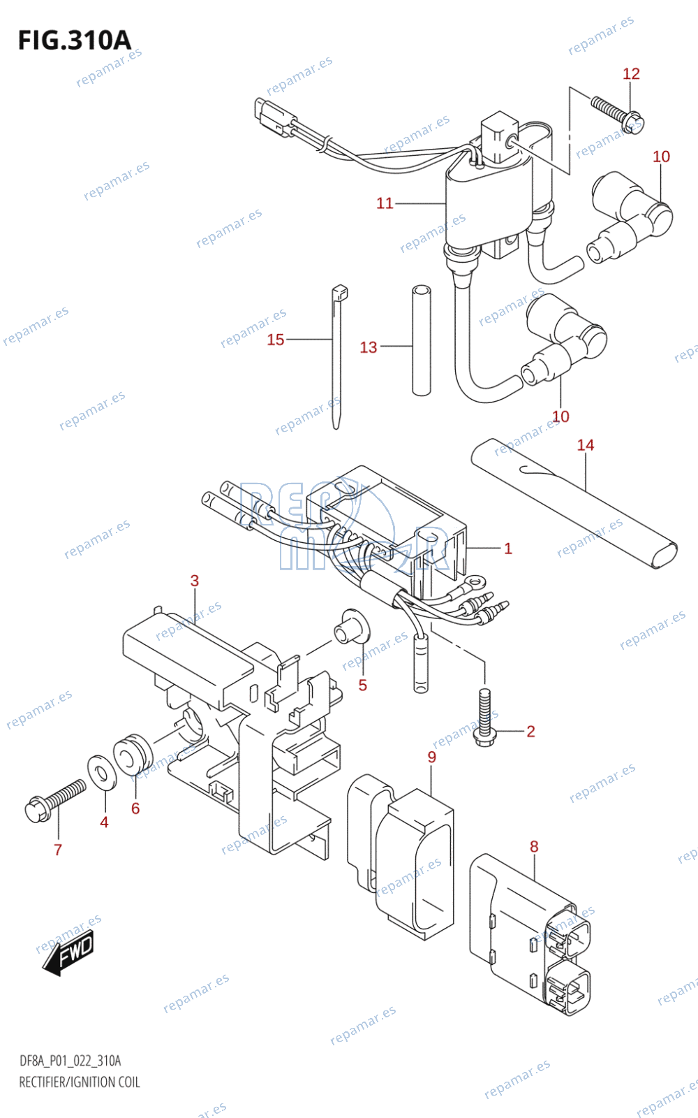 310A - RECTIFIER / IGNITION COIL (DF8A,DF9.9A)