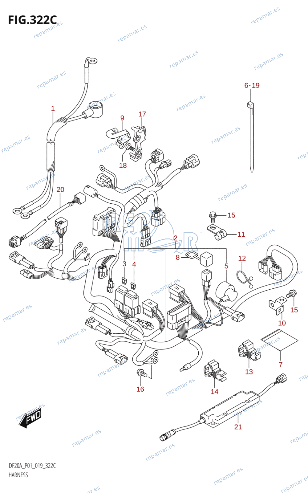 322C - HARNESS (DF9.9BT,DF15AT,DF20AT)