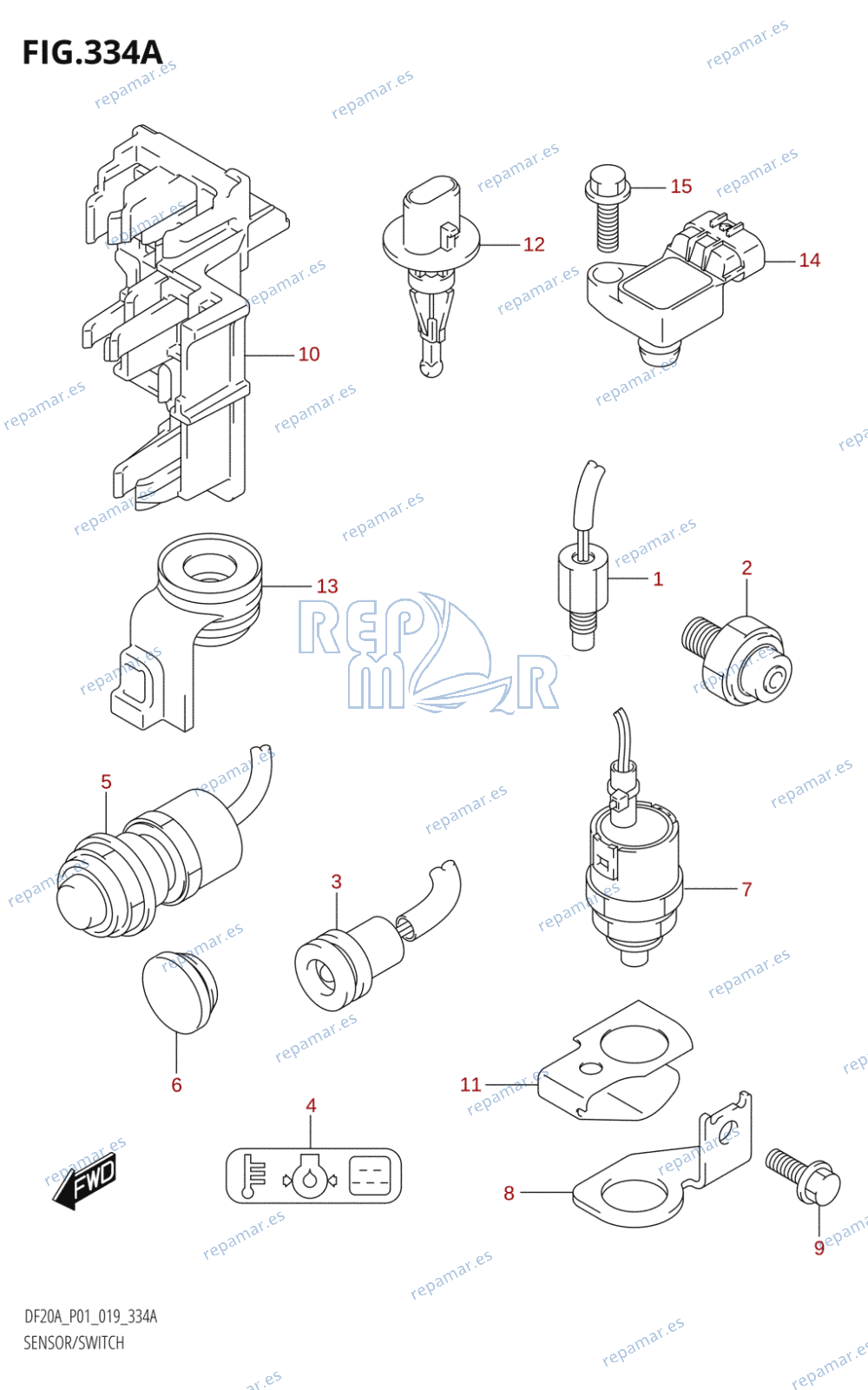 334A - SENSOR / SWITCH (DF9.9B,DF15A,DF20A:P01)