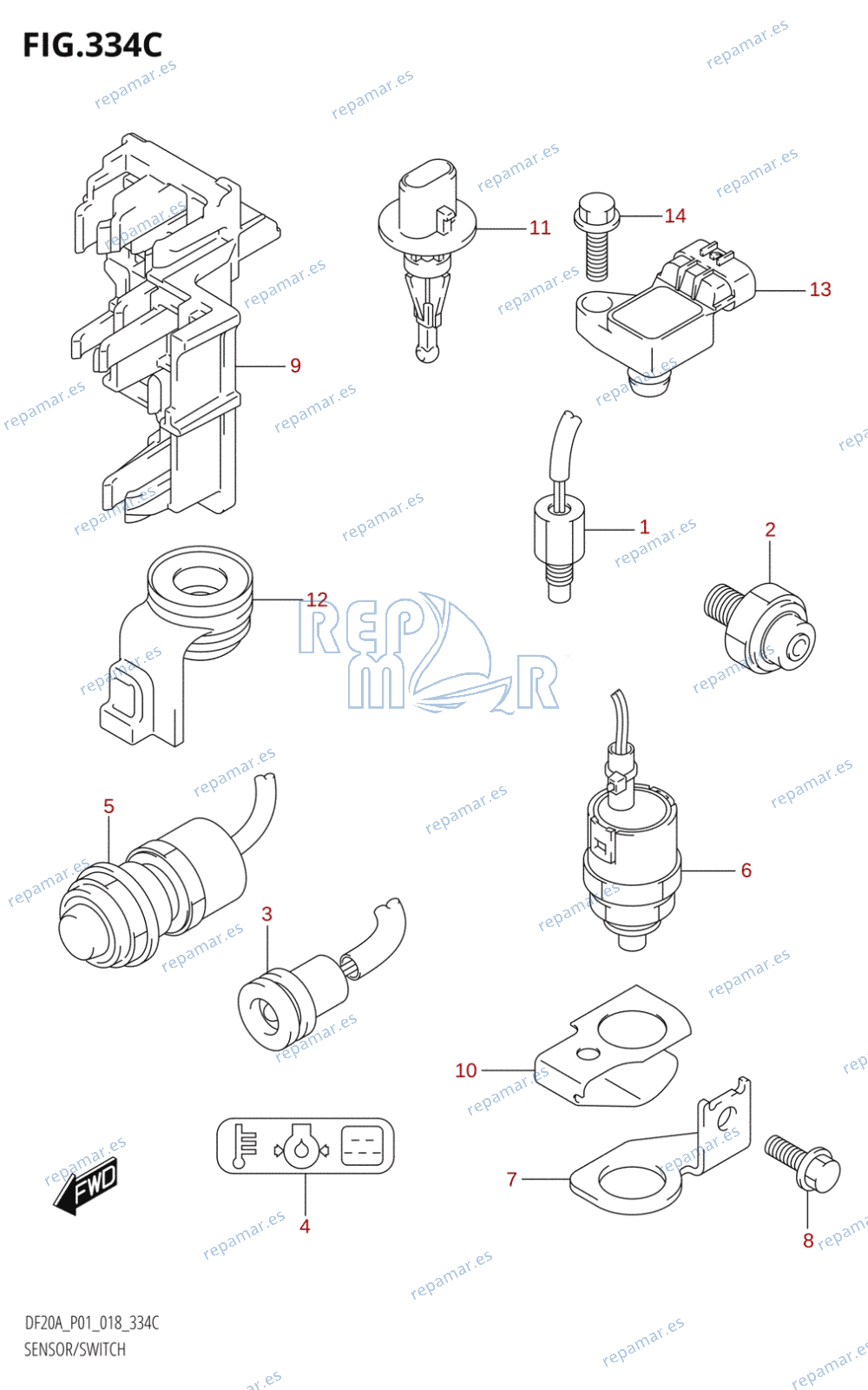 334C - SENSOR / SWITCH (DF9.9BTH,DF20ATH)