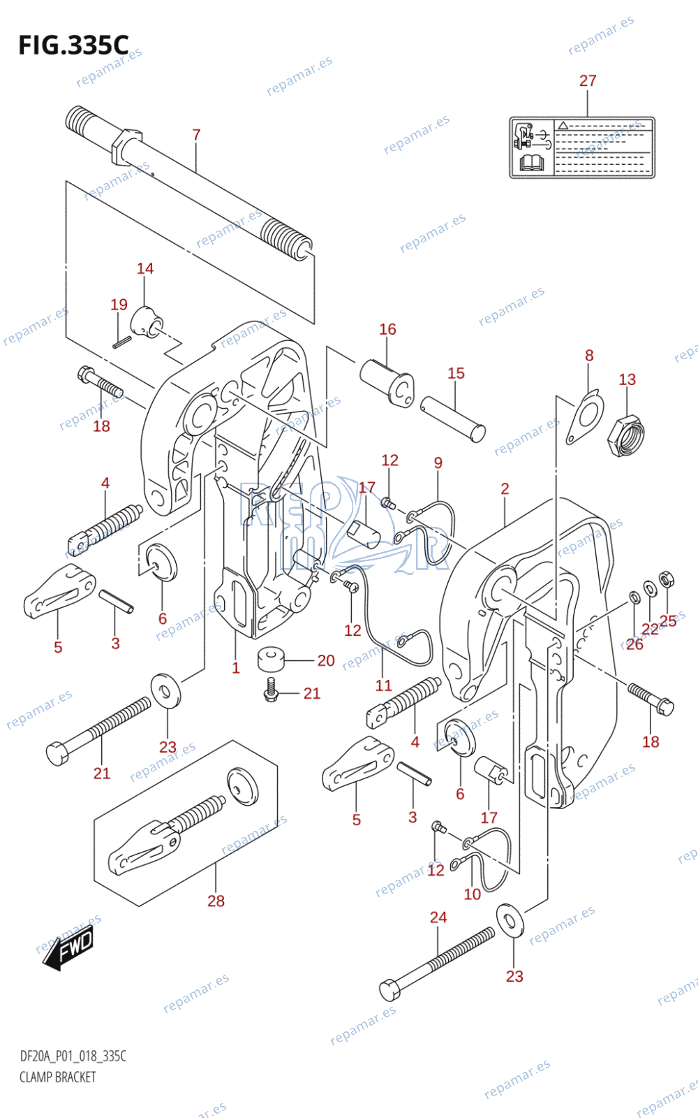 335C - CLAMP BRACKET (DF9.9BT,DF9.9BTH,DF15AT,DF20AT,DF20ATH)