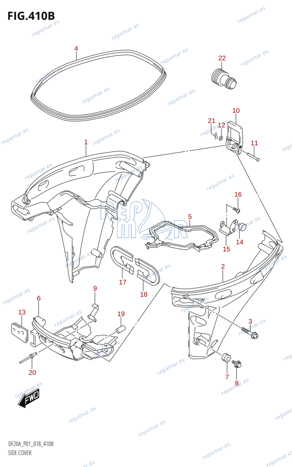 410B - SIDE COVER (DF9.9BR,DF15AR,DF20AR)