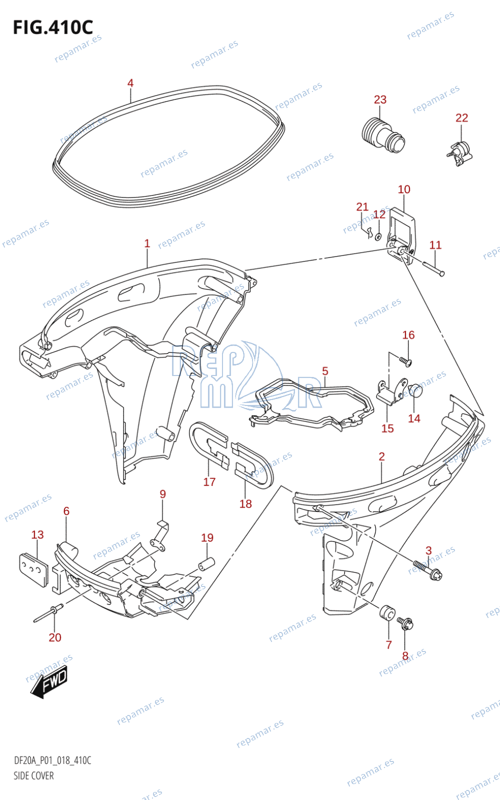 410C - SIDE COVER (DF9.9BT,DF15AT,DF20AT)
