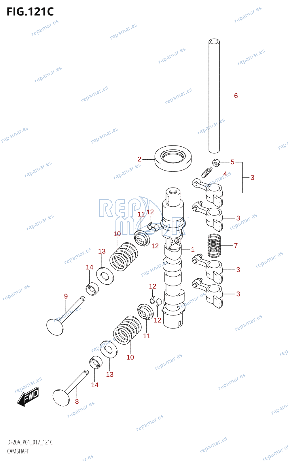 121C - CAMSHAFT (DF9.9BT:P01)