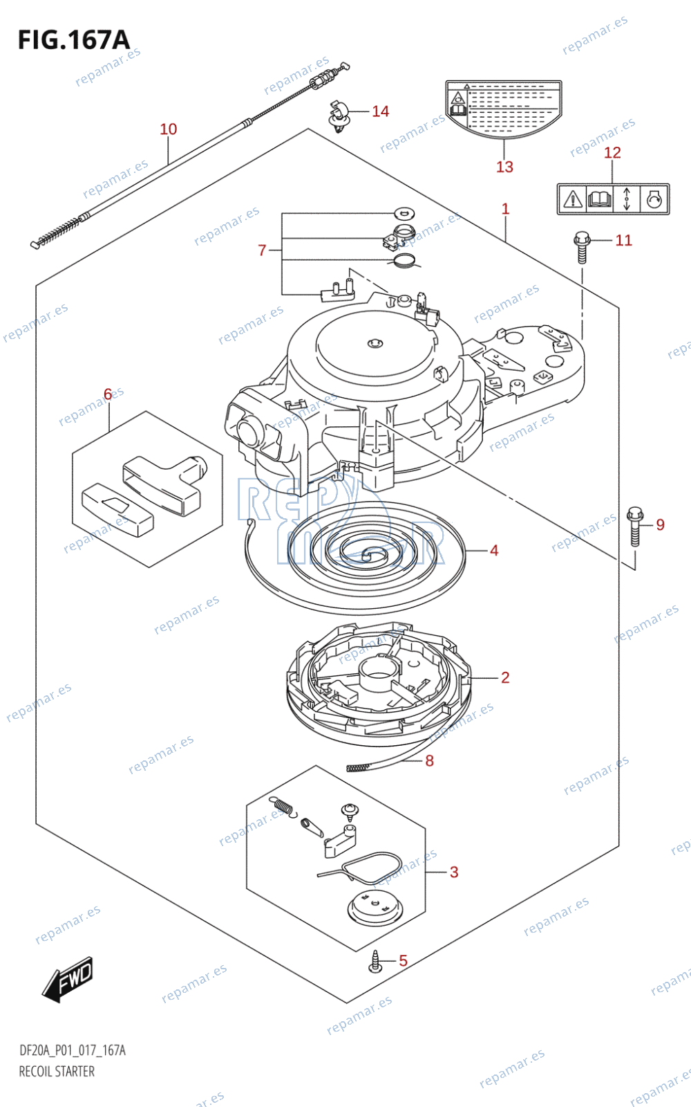 167A - RECOIL STARTER (DF9.9B:P01)