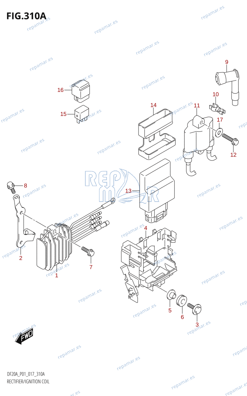 310A - RECTIFIER / IGNITION COIL (DF9.9B:P01)