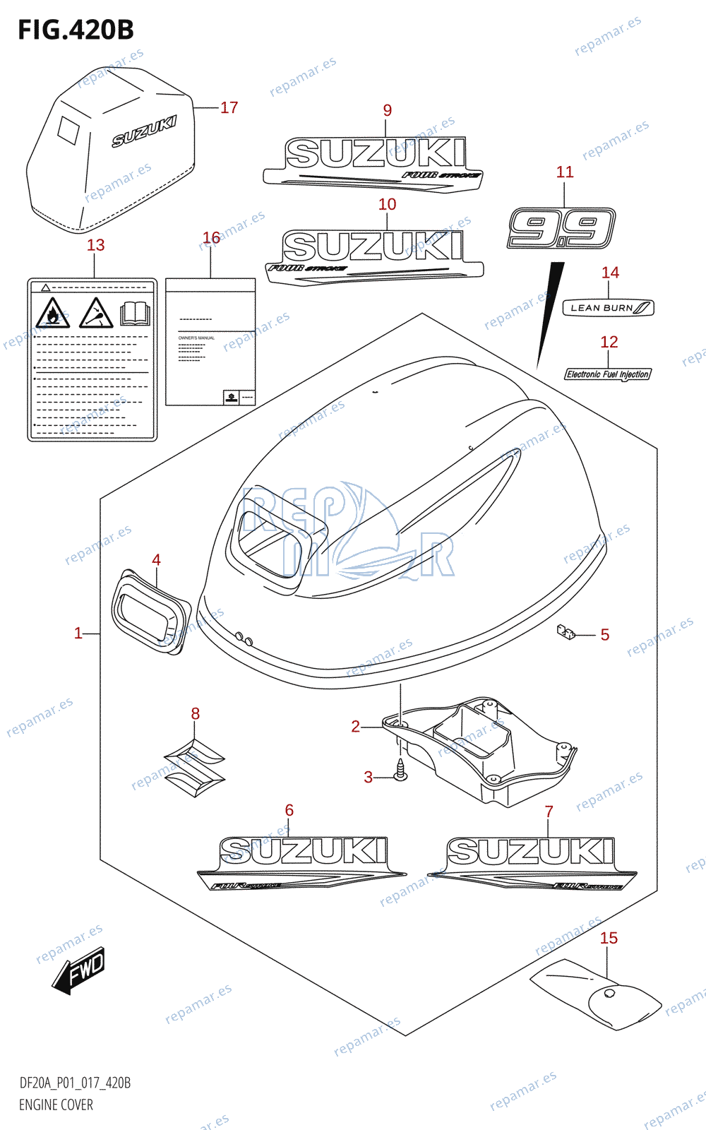 420B - ENGINE COVER (DF9.9BR:P01)