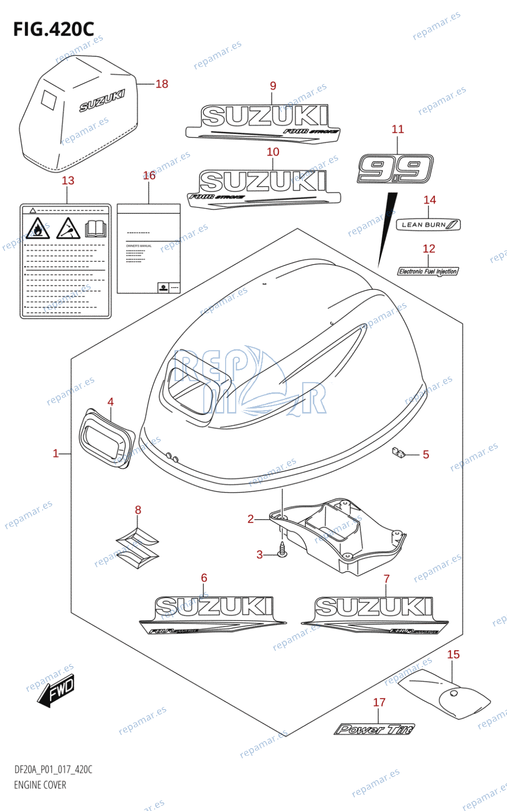 420C - ENGINE COVER (DF9.9BT:P01)