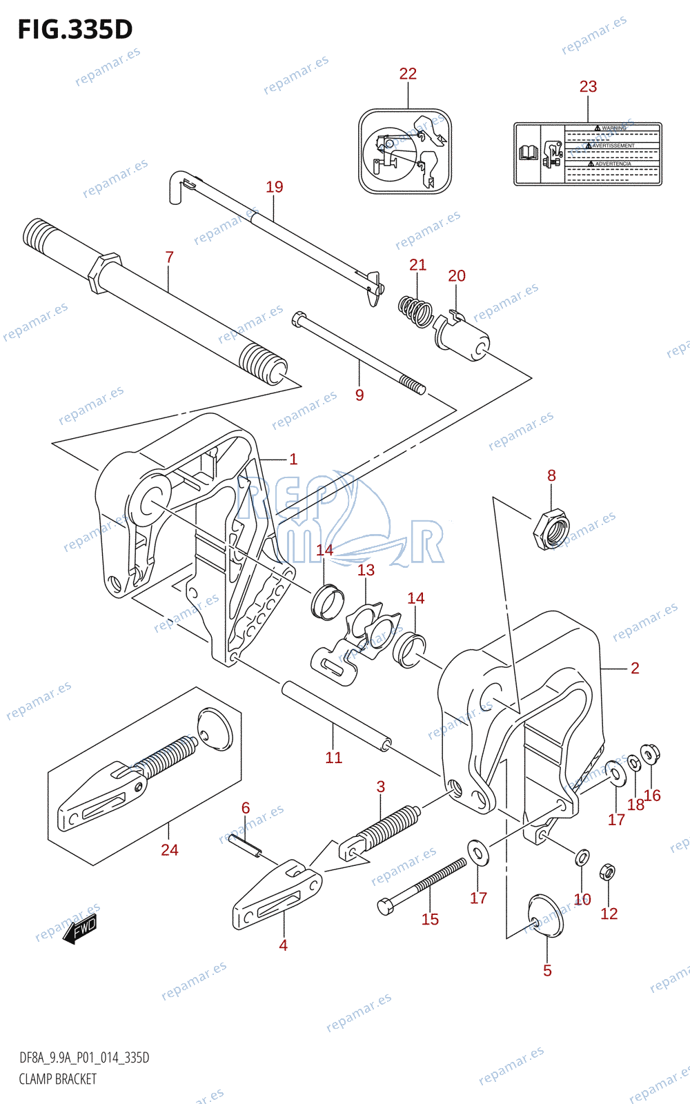 335D - CLAMP BRACKET (DF9.9AR:P01)