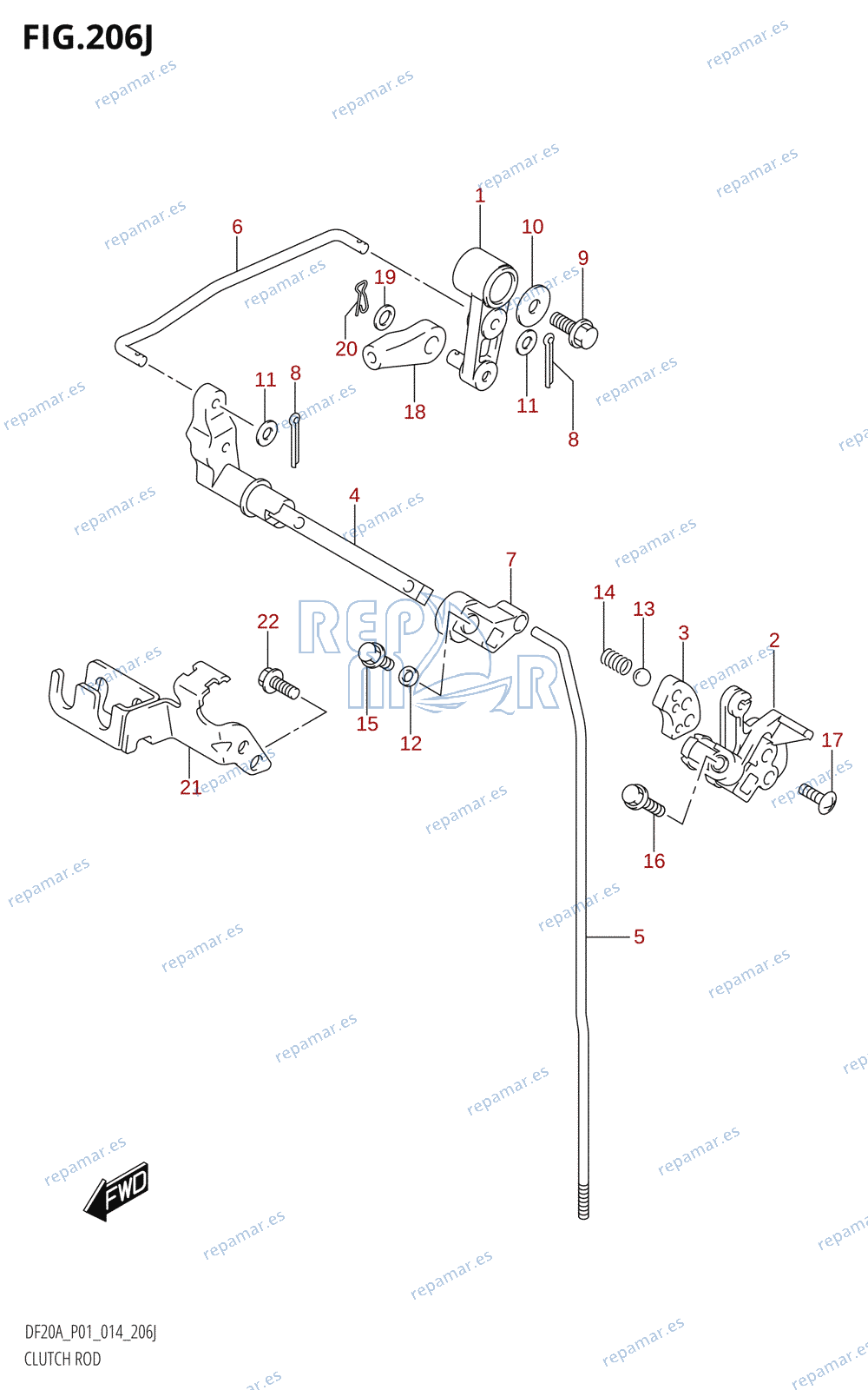206J - CLUTCH ROD (DF20AR:P01)