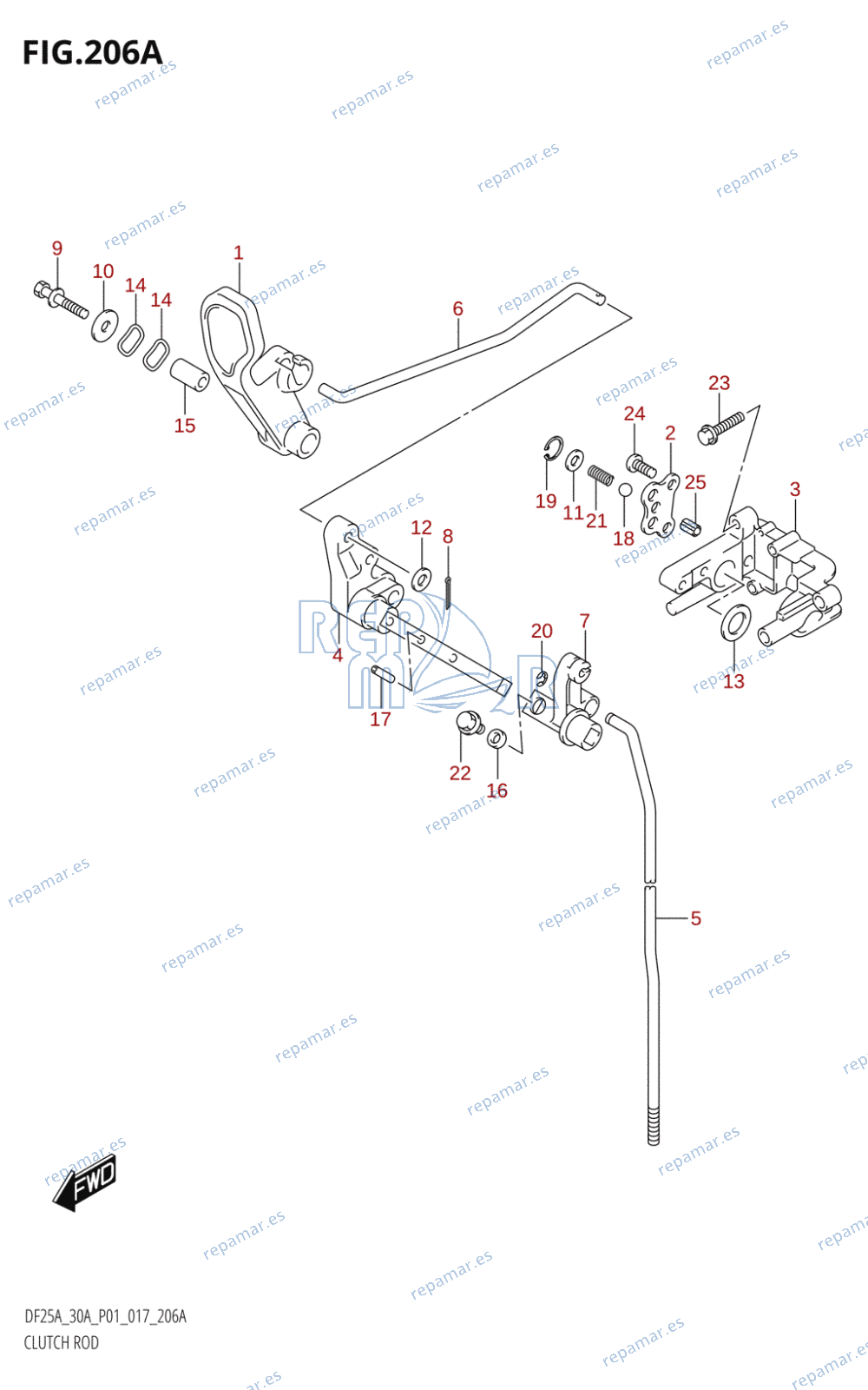 206A - CLUTCH ROD (DF25A:P01)