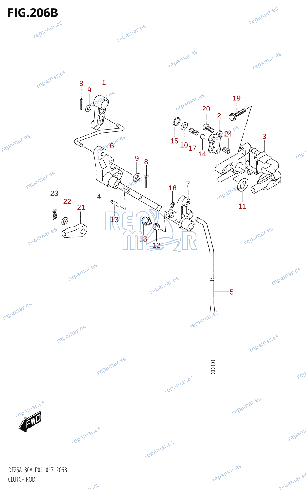 206B - CLUTCH ROD (DF25AR:P01)