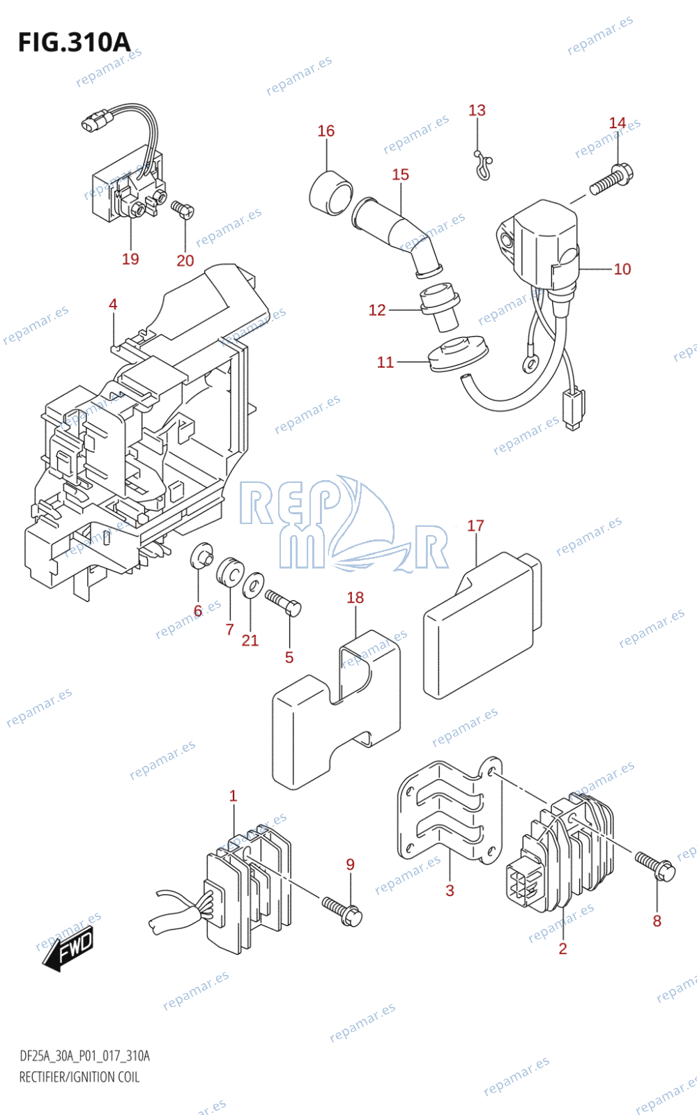 310A - RECTIFIER / IGNITION COIL (DF25A:P01)
