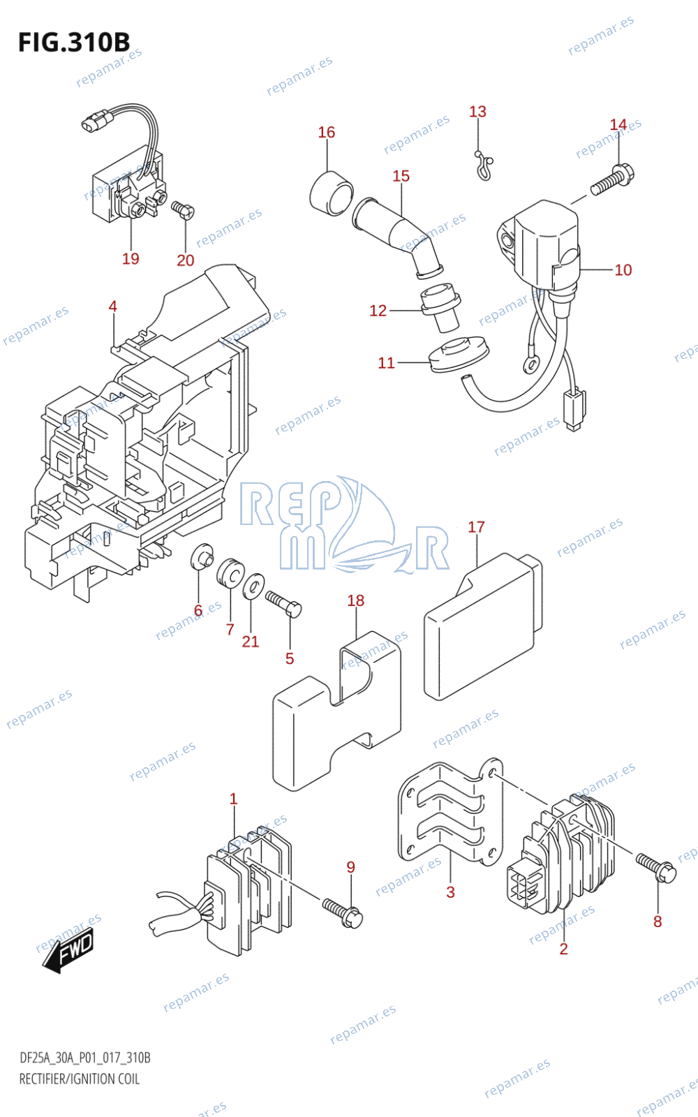 310B - RECTIFIER / IGNITION COIL (DF25AR:P01)