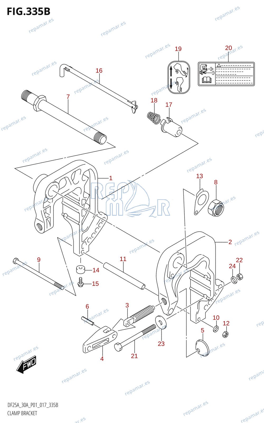 335B - CLAMP BRACKET (DF25AR:P01)