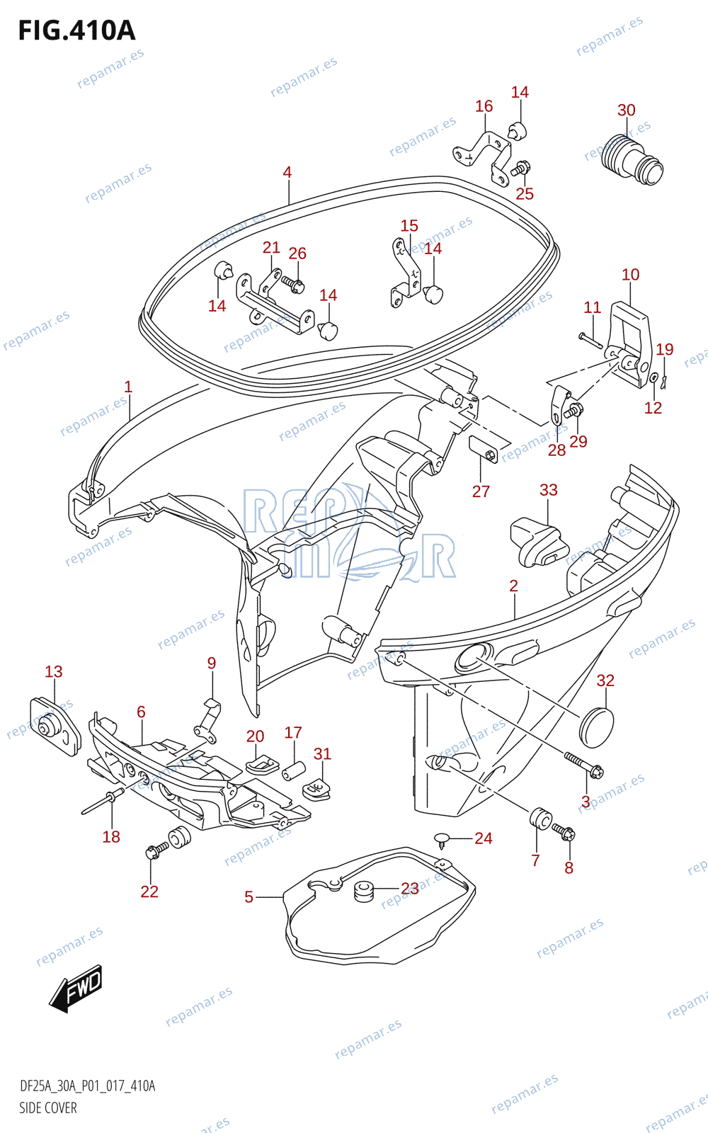 410A - SIDE COVER (DF25A:P01)