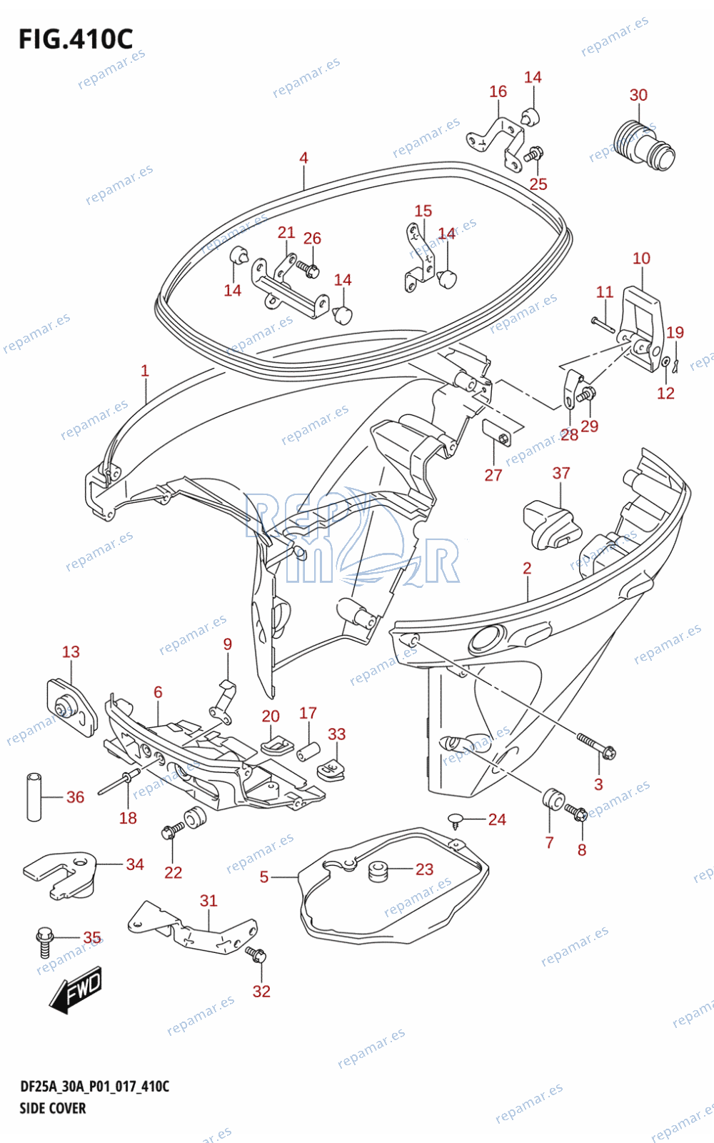 410C - SIDE COVER (DF25AT:P01)