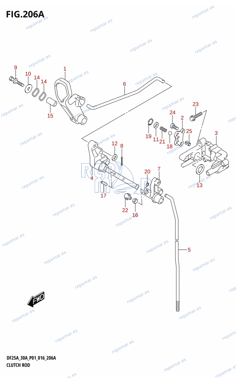 206A - CLUTCH ROD (DF25A:P01)