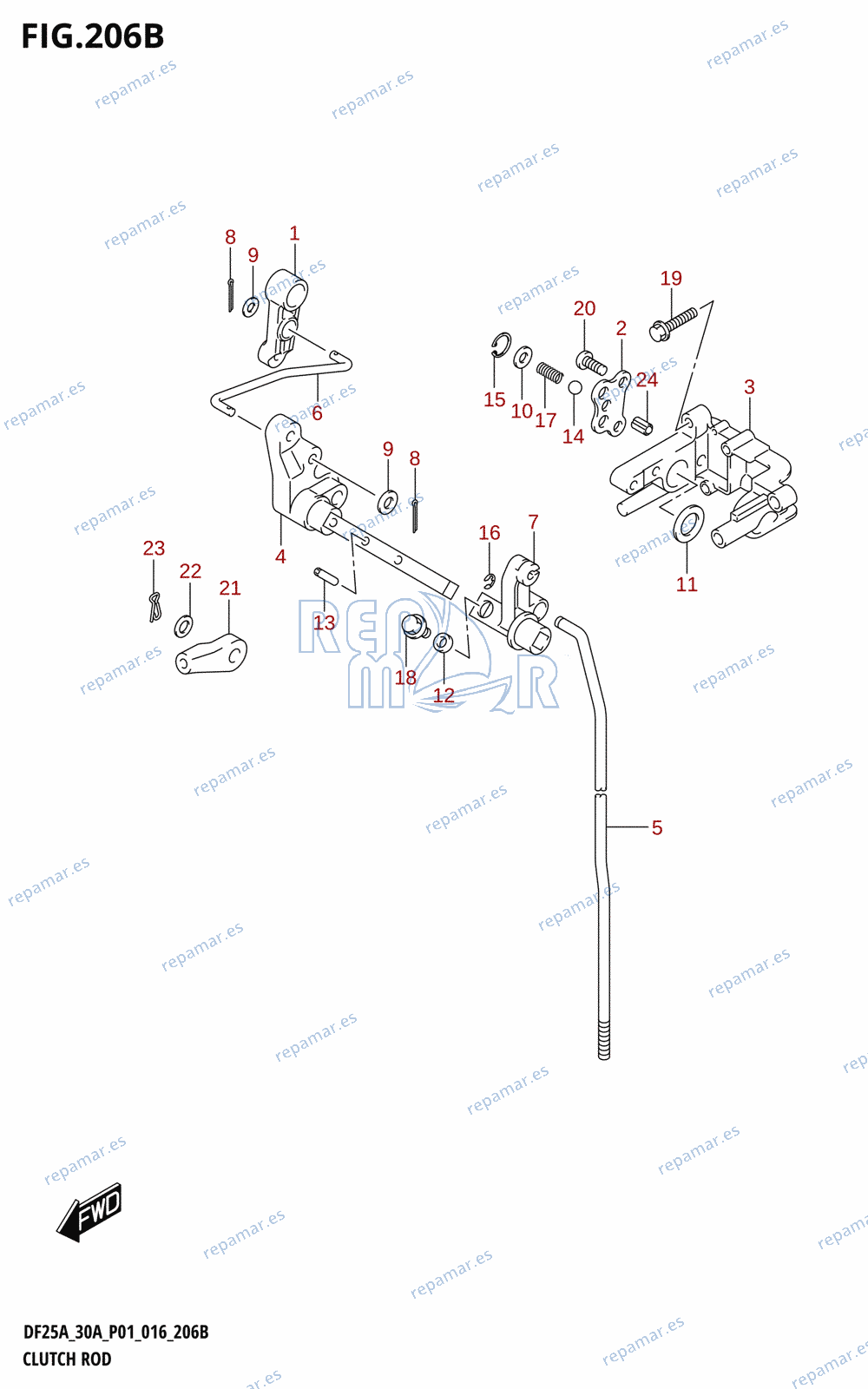 206B - CLUTCH ROD (DF25AR:P01)