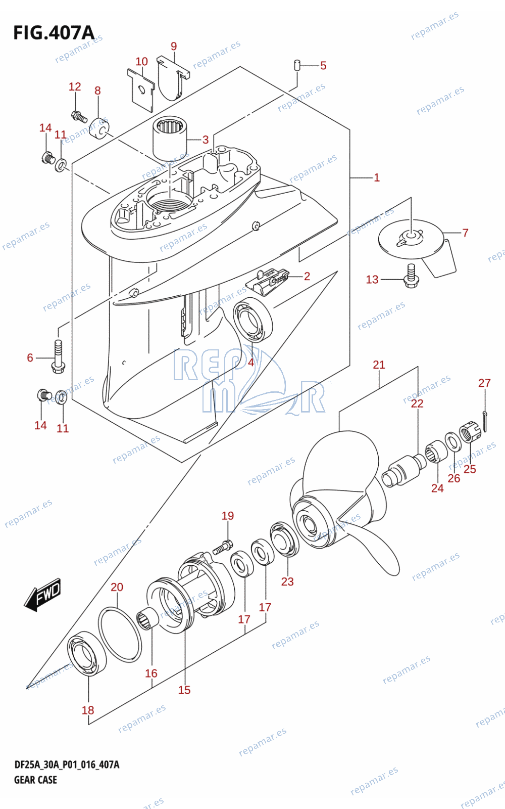 407A - GEAR CASE (DF25A:P01)