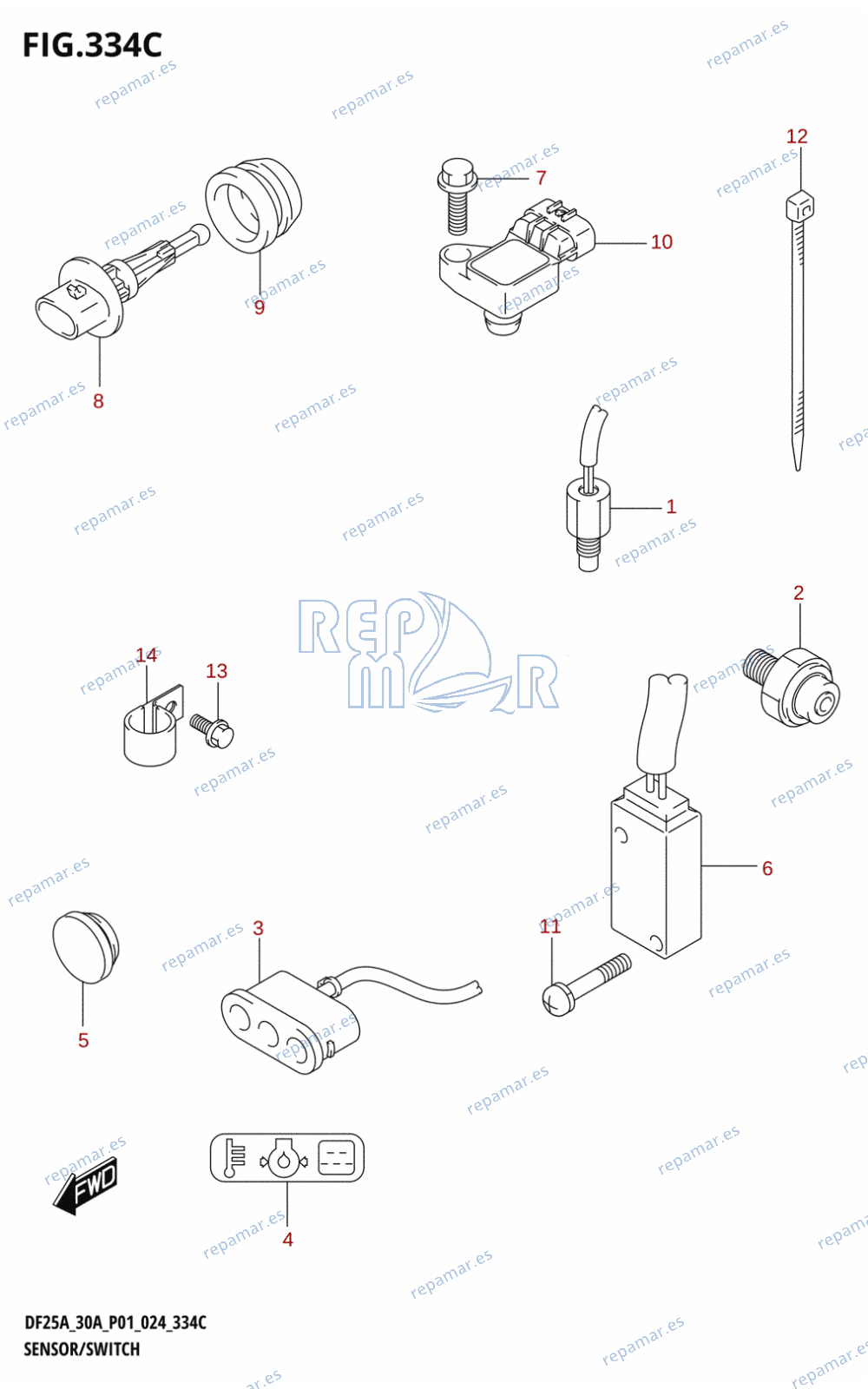 334C - SENSOR / SWITCH (DF25AT,DF30AT)