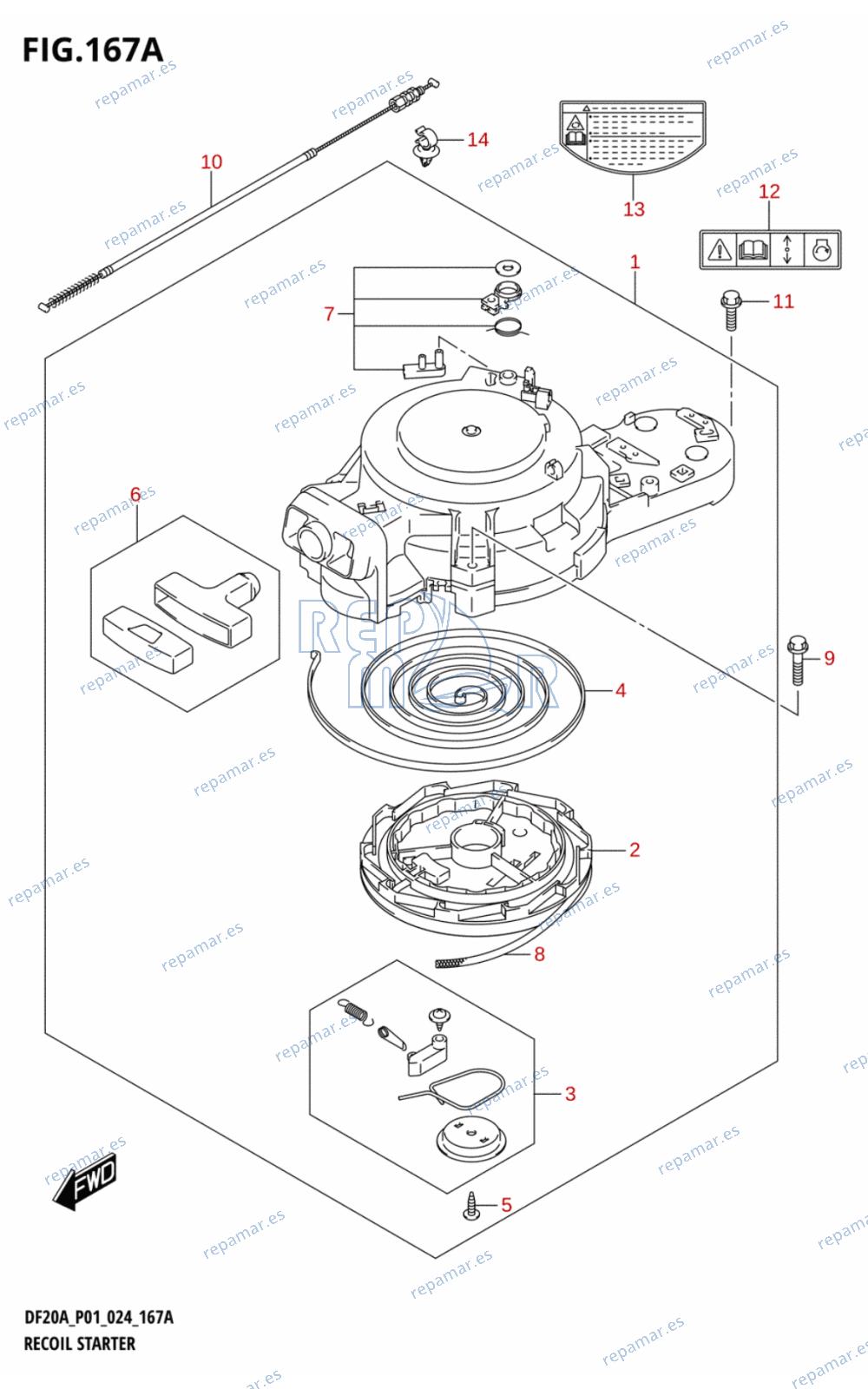 167A - RECOIL STARTER (DF9.9B,DF9.9BR,DF15A,DF15AR,DF20A,DF20AR)