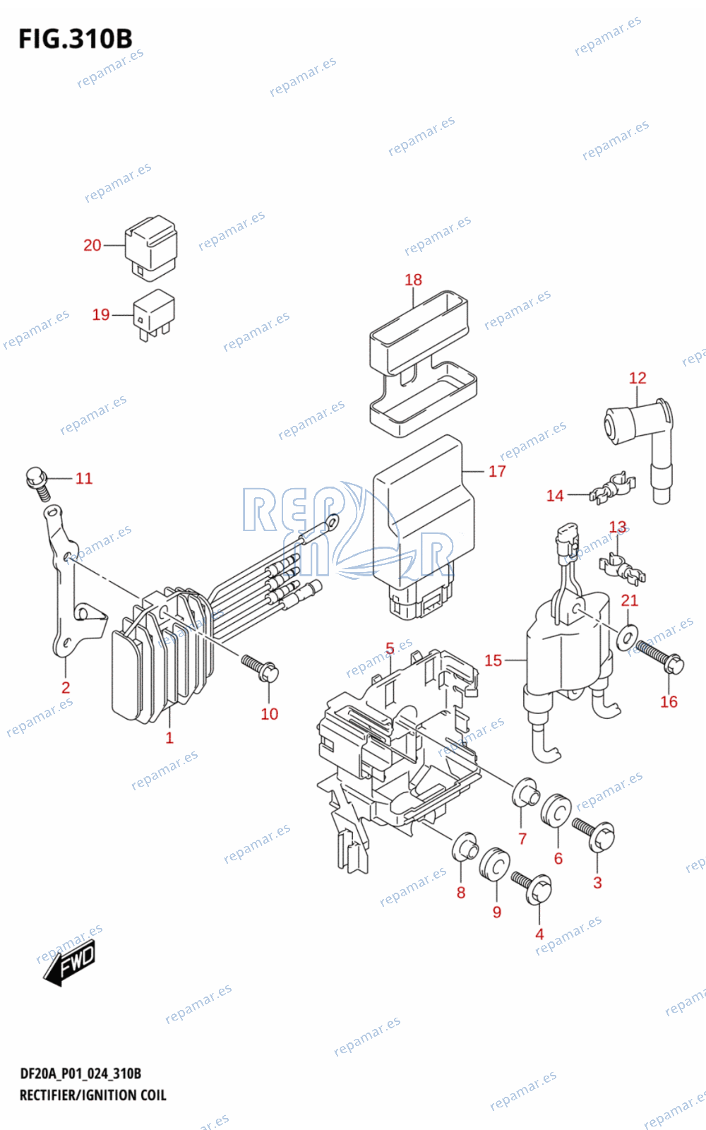 310B - RECTIFIER / IGNITION COIL (DF9.9BR)