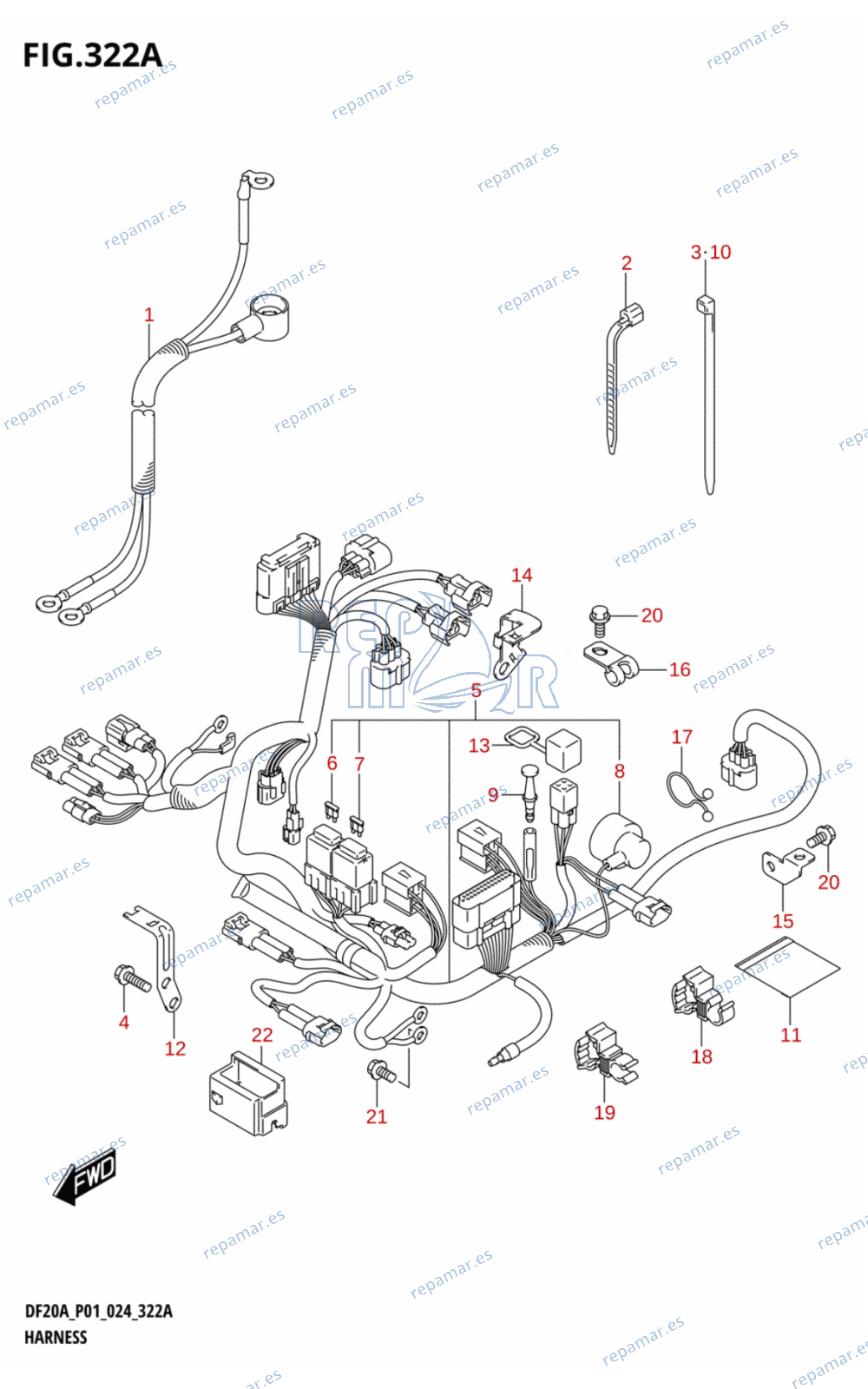 322A - HARNESS (DF9.9B,DF15A,DF20A)