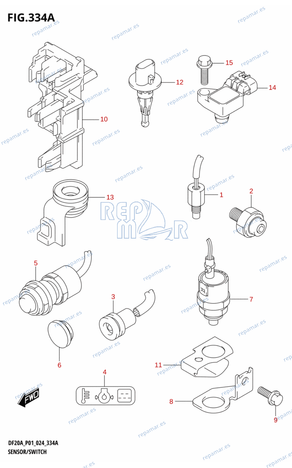 334A - SENSOR / SWITCH ((DF9.9B,DF15A,DF20A):P01)