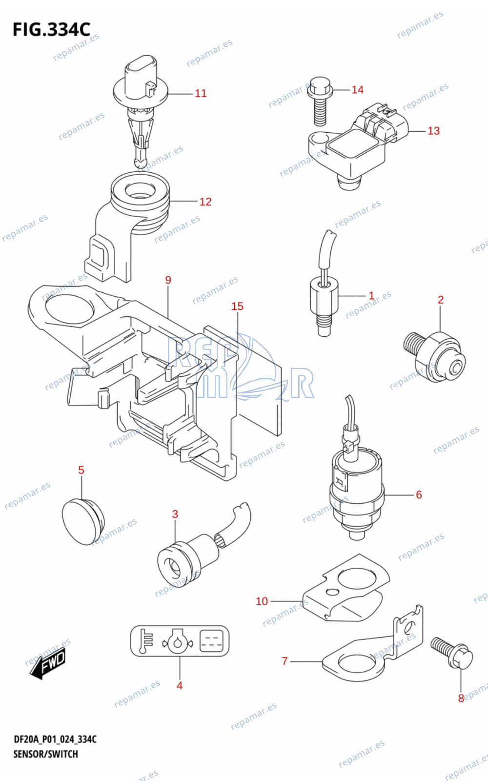 334C - SENSOR / SWITCH (DF9.9BR,DF15AR,DF15AT,DF20AR,DF20AT)