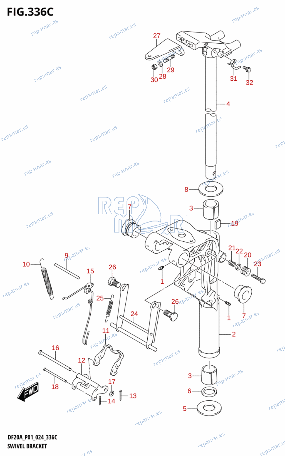 336C - SWIVEL BRACKET (DF9.9BR,DF15AR,DF20AR)