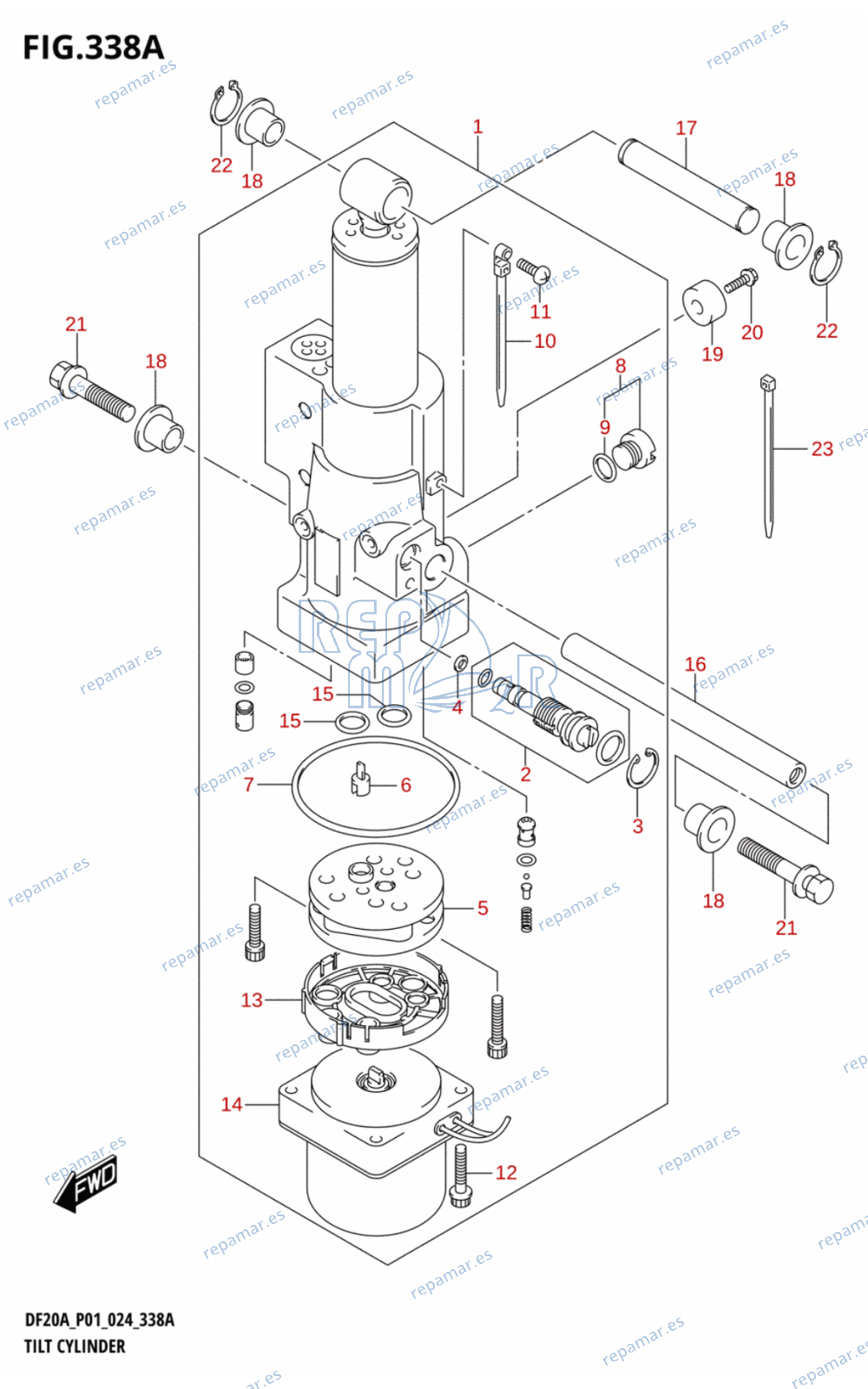 338A - TILT CYLINDER (DF15AT,DF20AT,DF20ATH)