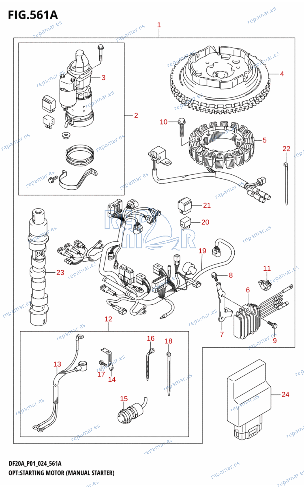 561A - OPT:STARTING MOTOR (MANUAL STARTER) (DF9.9B:M-STARTER)